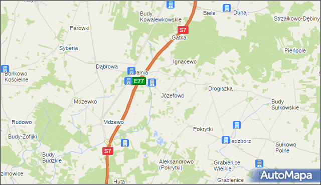 mapa Józefowo gmina Strzegowo, Józefowo gmina Strzegowo na mapie Targeo