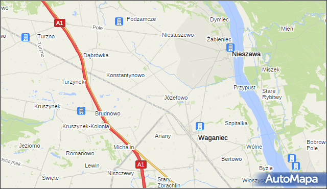 mapa Józefowo gmina Waganiec, Józefowo gmina Waganiec na mapie Targeo