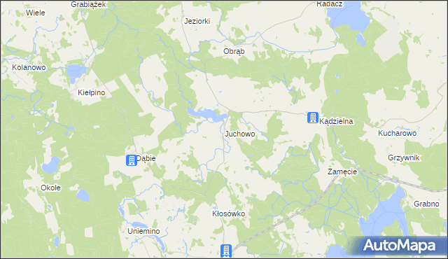 mapa Juchowo, Juchowo na mapie Targeo