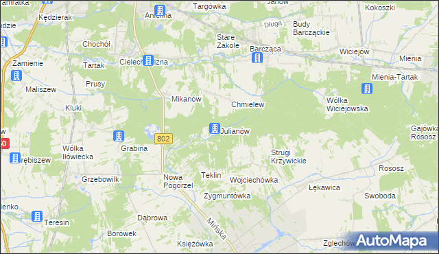 mapa Julianów gmina Siennica, Julianów gmina Siennica na mapie Targeo