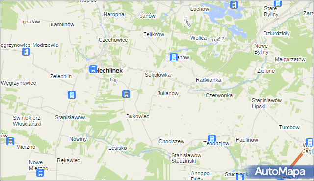 mapa Julianów gmina Żelechlinek, Julianów gmina Żelechlinek na mapie Targeo
