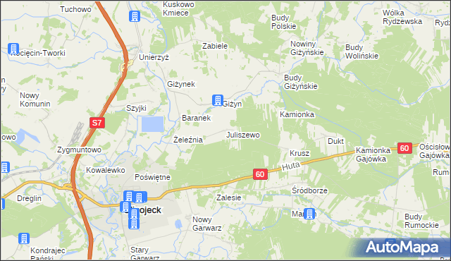 mapa Juliszewo, Juliszewo na mapie Targeo