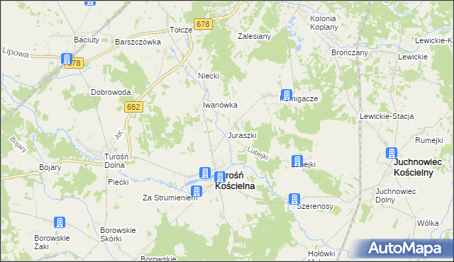 mapa Juraszki, Juraszki na mapie Targeo