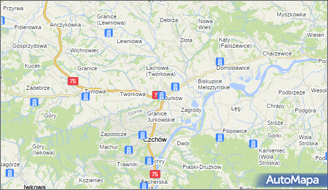 mapa Jurków gmina Czchów, Jurków gmina Czchów na mapie Targeo