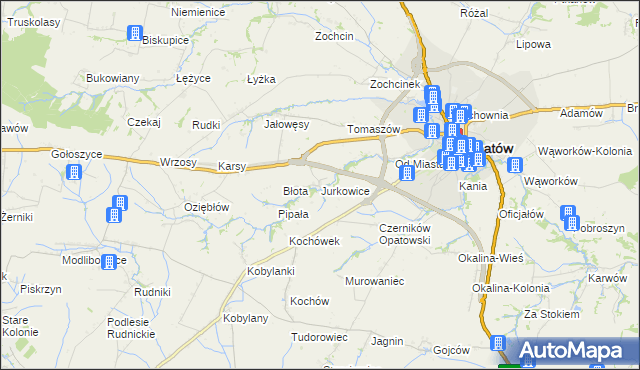 mapa Jurkowice gmina Opatów, Jurkowice gmina Opatów na mapie Targeo