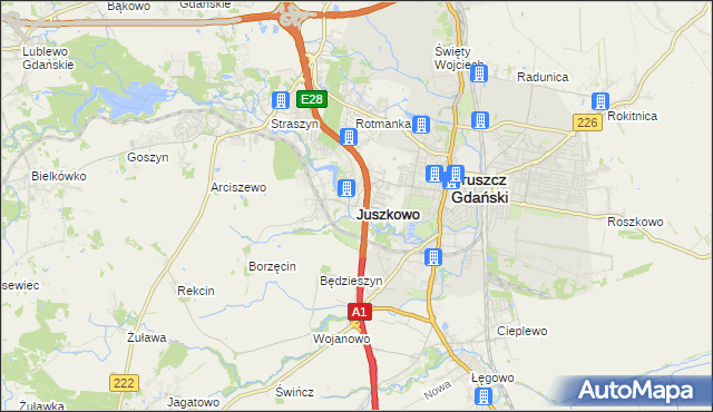 mapa Juszkowo, Juszkowo na mapie Targeo