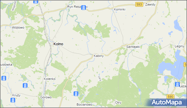 mapa Kabiny, Kabiny na mapie Targeo