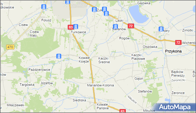 mapa Kaczki Średnie, Kaczki Średnie na mapie Targeo