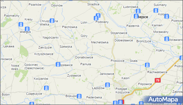 mapa Kaczkowice, Kaczkowice na mapie Targeo