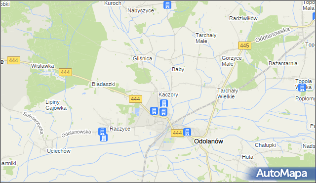 mapa Kaczory gmina Odolanów, Kaczory gmina Odolanów na mapie Targeo