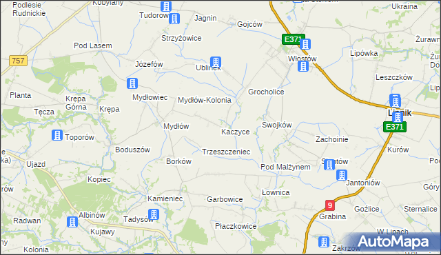 mapa Kaczyce gmina Lipnik, Kaczyce gmina Lipnik na mapie Targeo