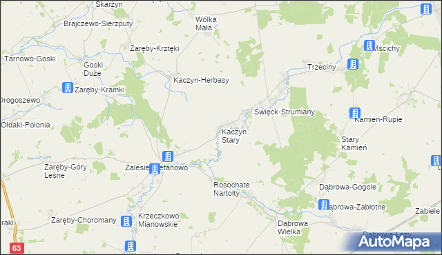 mapa Kaczyn Stary, Kaczyn Stary na mapie Targeo