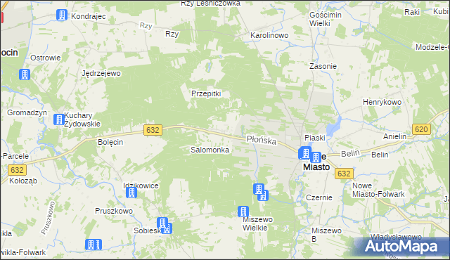 mapa Kadłubówka gmina Nowe Miasto, Kadłubówka gmina Nowe Miasto na mapie Targeo