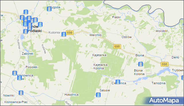 mapa Kajetanka, Kajetanka na mapie Targeo