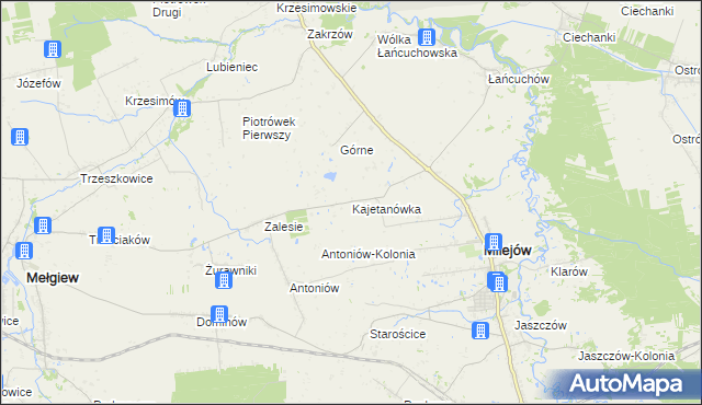 mapa Kajetanówka gmina Milejów, Kajetanówka gmina Milejów na mapie Targeo