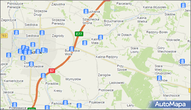 mapa Kalina-Rędziny, Kalina-Rędziny na mapie Targeo