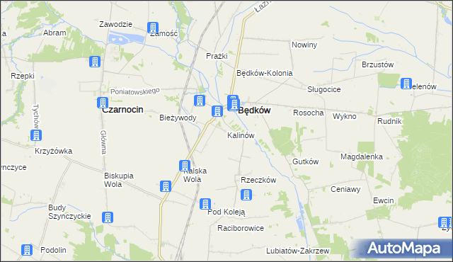 mapa Kalinów gmina Będków, Kalinów gmina Będków na mapie Targeo