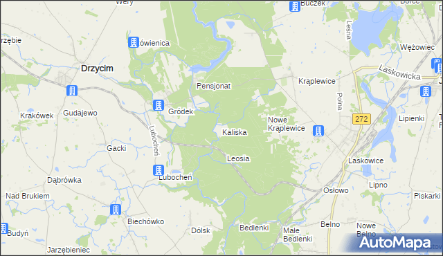 mapa Kaliska gmina Drzycim, Kaliska gmina Drzycim na mapie Targeo
