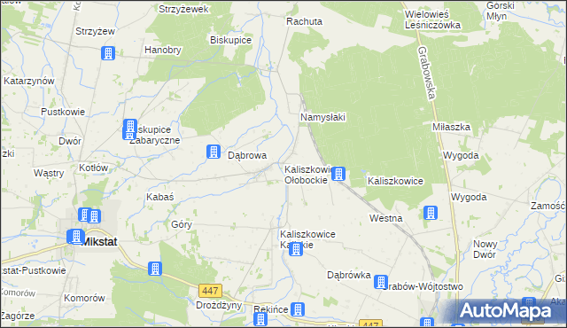 mapa Kaliszkowice Ołobockie, Kaliszkowice Ołobockie na mapie Targeo