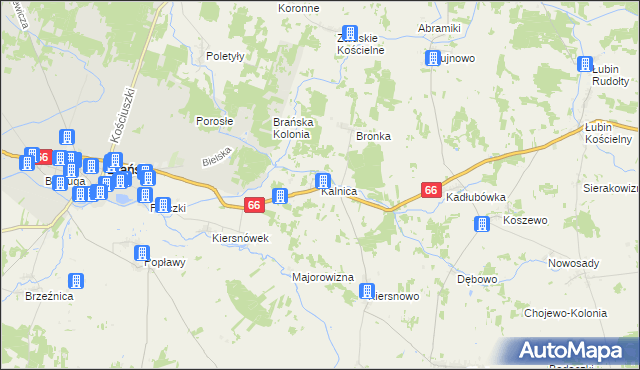 mapa Kalnica gmina Brańsk, Kalnica gmina Brańsk na mapie Targeo