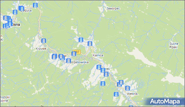 mapa Kalnica gmina Cisna, Kalnica gmina Cisna na mapie Targeo
