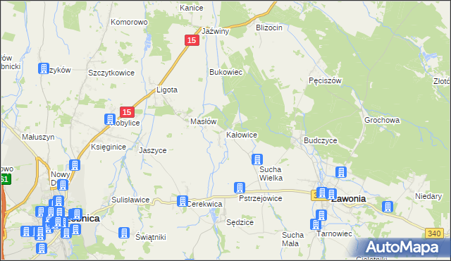 mapa Kałowice, Kałowice na mapie Targeo