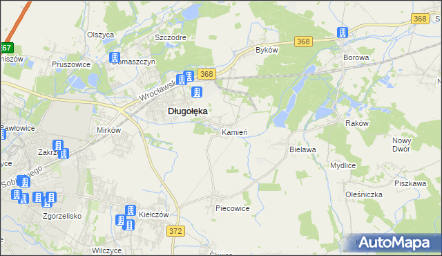 mapa Kamień gmina Długołęka, Kamień gmina Długołęka na mapie Targeo