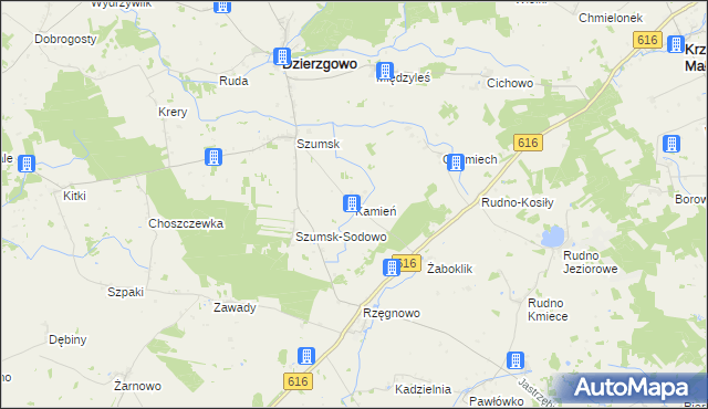 mapa Kamień gmina Dzierzgowo, Kamień gmina Dzierzgowo na mapie Targeo