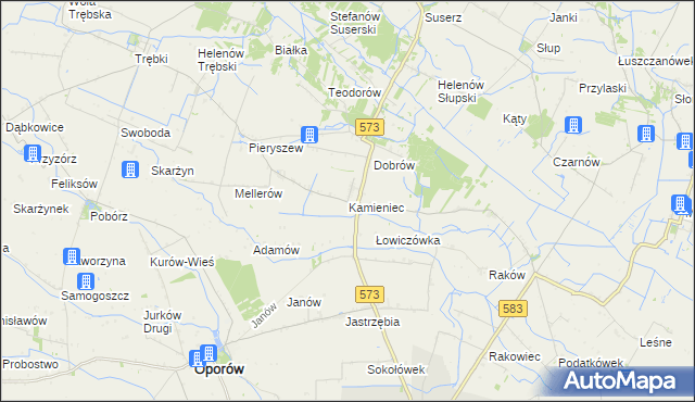 mapa Kamieniec gmina Szczawin Kościelny, Kamieniec gmina Szczawin Kościelny na mapie Targeo