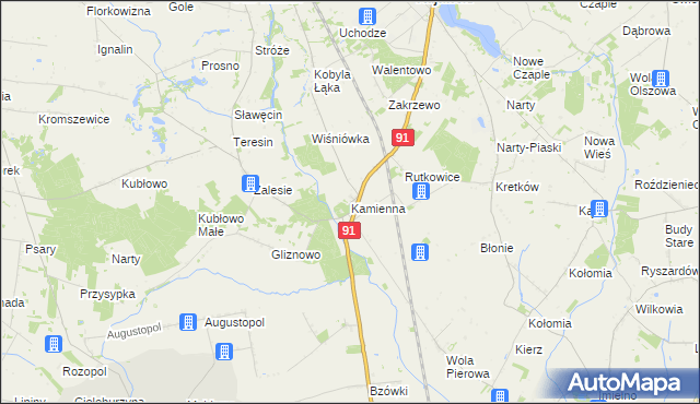 mapa Kamienna gmina Lubień Kujawski, Kamienna gmina Lubień Kujawski na mapie Targeo