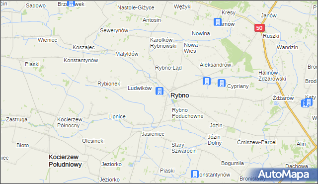mapa Kamieńszczyzna gmina Rybno, Kamieńszczyzna gmina Rybno na mapie Targeo
