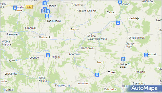 mapa Kamionka gmina Jakubów, Kamionka gmina Jakubów na mapie Targeo
