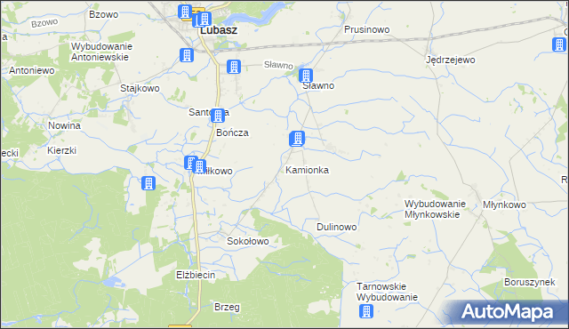 mapa Kamionka gmina Lubasz, Kamionka gmina Lubasz na mapie Targeo