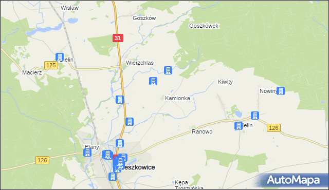 mapa Kamionka gmina Mieszkowice, Kamionka gmina Mieszkowice na mapie Targeo
