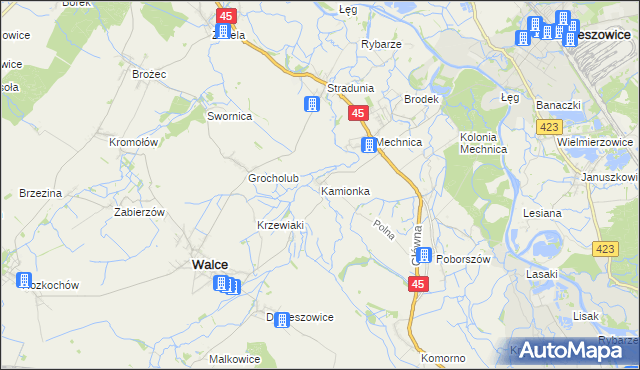 mapa Kamionka gmina Reńska Wieś, Kamionka gmina Reńska Wieś na mapie Targeo