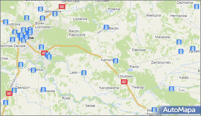 mapa Kamionna gmina Łochów, Kamionna gmina Łochów na mapie Targeo