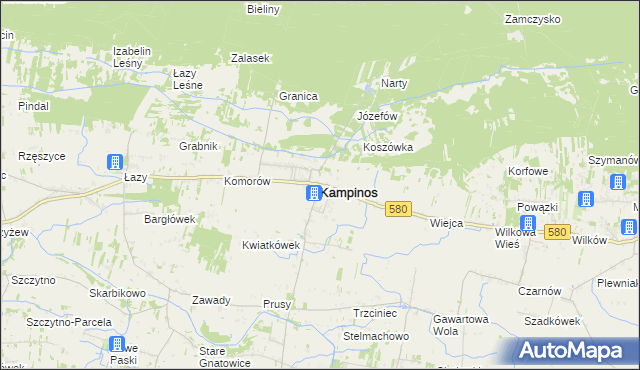 mapa Kampinos, Kampinos na mapie Targeo