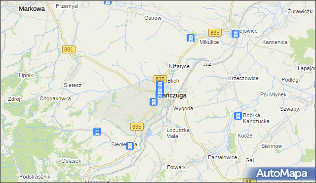mapa Kańczuga powiat przeworski, Kańczuga powiat przeworski na mapie Targeo