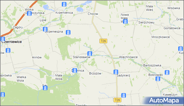 mapa Kanice gmina Rzeczyca, Kanice gmina Rzeczyca na mapie Targeo