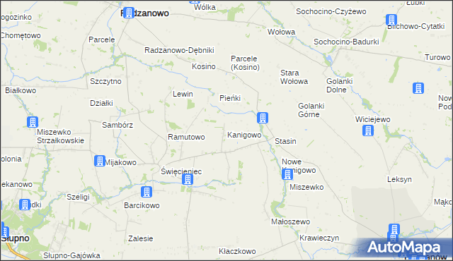 mapa Kanigowo gmina Bodzanów, Kanigowo gmina Bodzanów na mapie Targeo