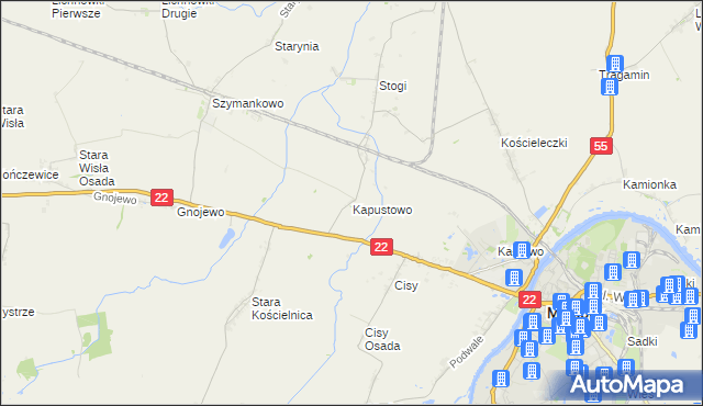 mapa Kapustowo gmina Malbork, Kapustowo gmina Malbork na mapie Targeo