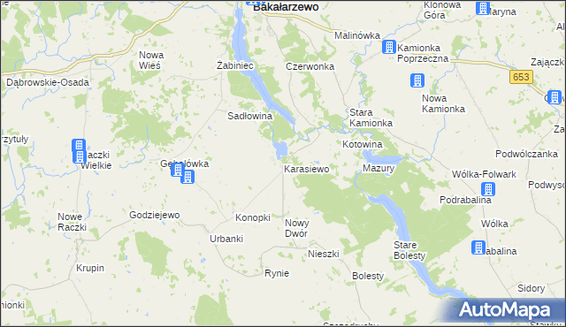 mapa Karasiewo, Karasiewo na mapie Targeo