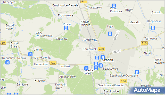 mapa Karczówek gmina Szadek, Karczówek gmina Szadek na mapie Targeo