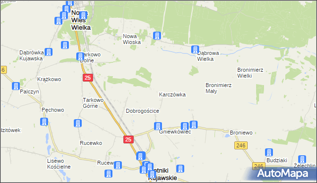 mapa Karczówka gmina Złotniki Kujawskie, Karczówka gmina Złotniki Kujawskie na mapie Targeo