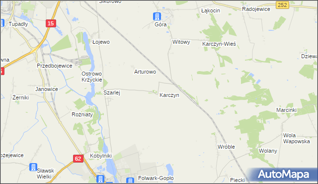 mapa Karczyn gmina Kruszwica, Karczyn gmina Kruszwica na mapie Targeo
