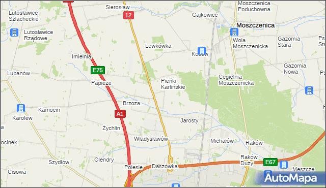 mapa Karlin gmina Moszczenica, Karlin gmina Moszczenica na mapie Targeo