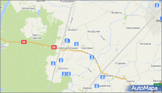 mapa Karolewo gmina Dobrcz, Karolewo gmina Dobrcz na mapie Targeo