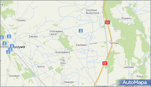 mapa Karolewo gmina Rogoźno, Karolewo gmina Rogoźno na mapie Targeo
