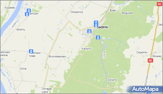 mapa Karpiny, Karpiny na mapie Targeo