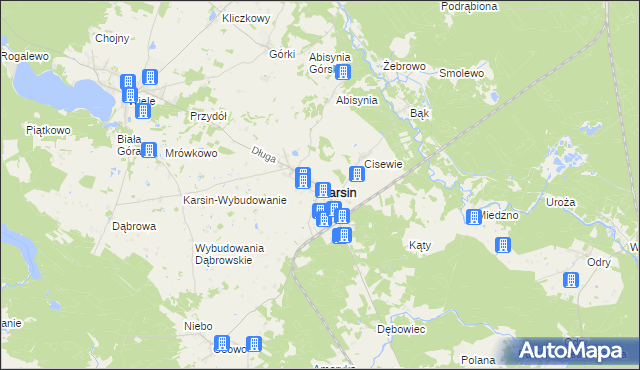 mapa Karsin powiat kościerski, Karsin powiat kościerski na mapie Targeo